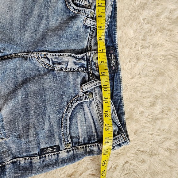 Silver Jeans Women's Blue Distress Denim Sam Shorts W27/L4 1/2 - Picture 5 of 11